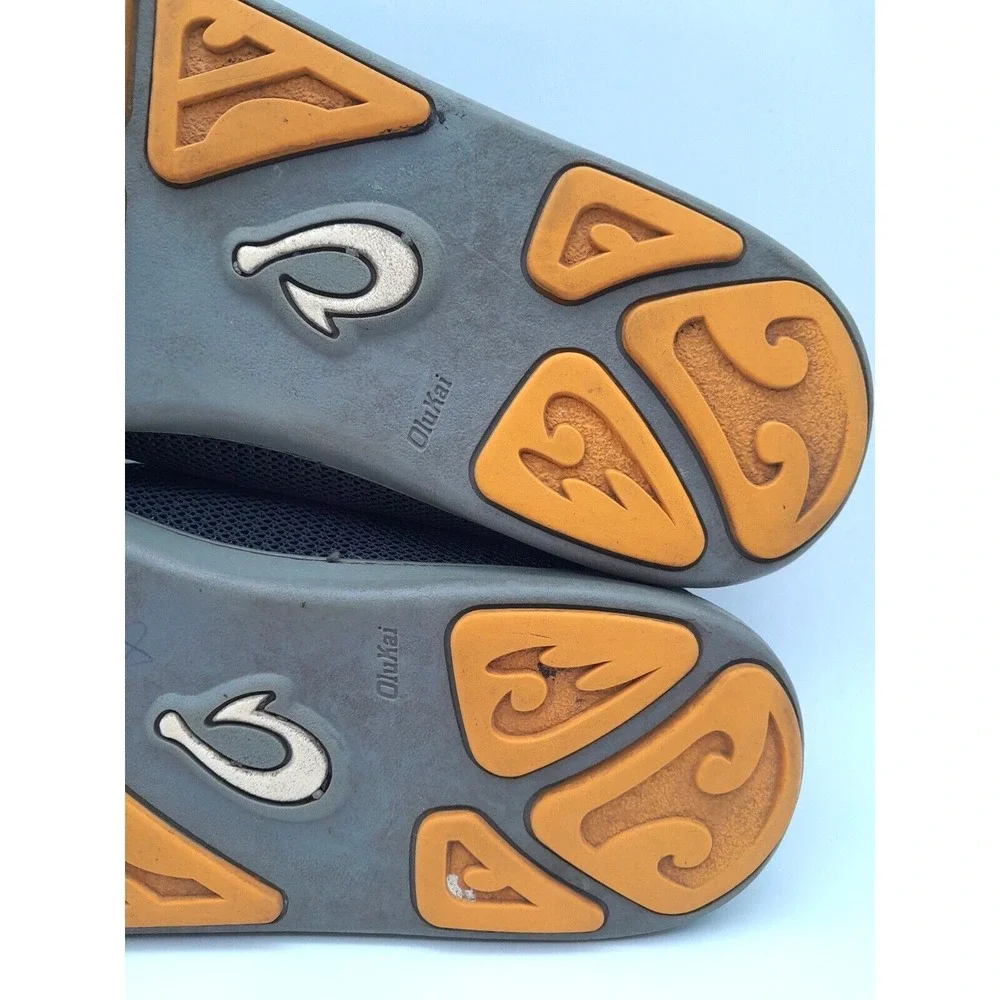 Olukai Nohea Mesh Loafers Dark Shadow Mens Size US 11.5 EUR 44.5 Gray Orange - Picture 8 of 9